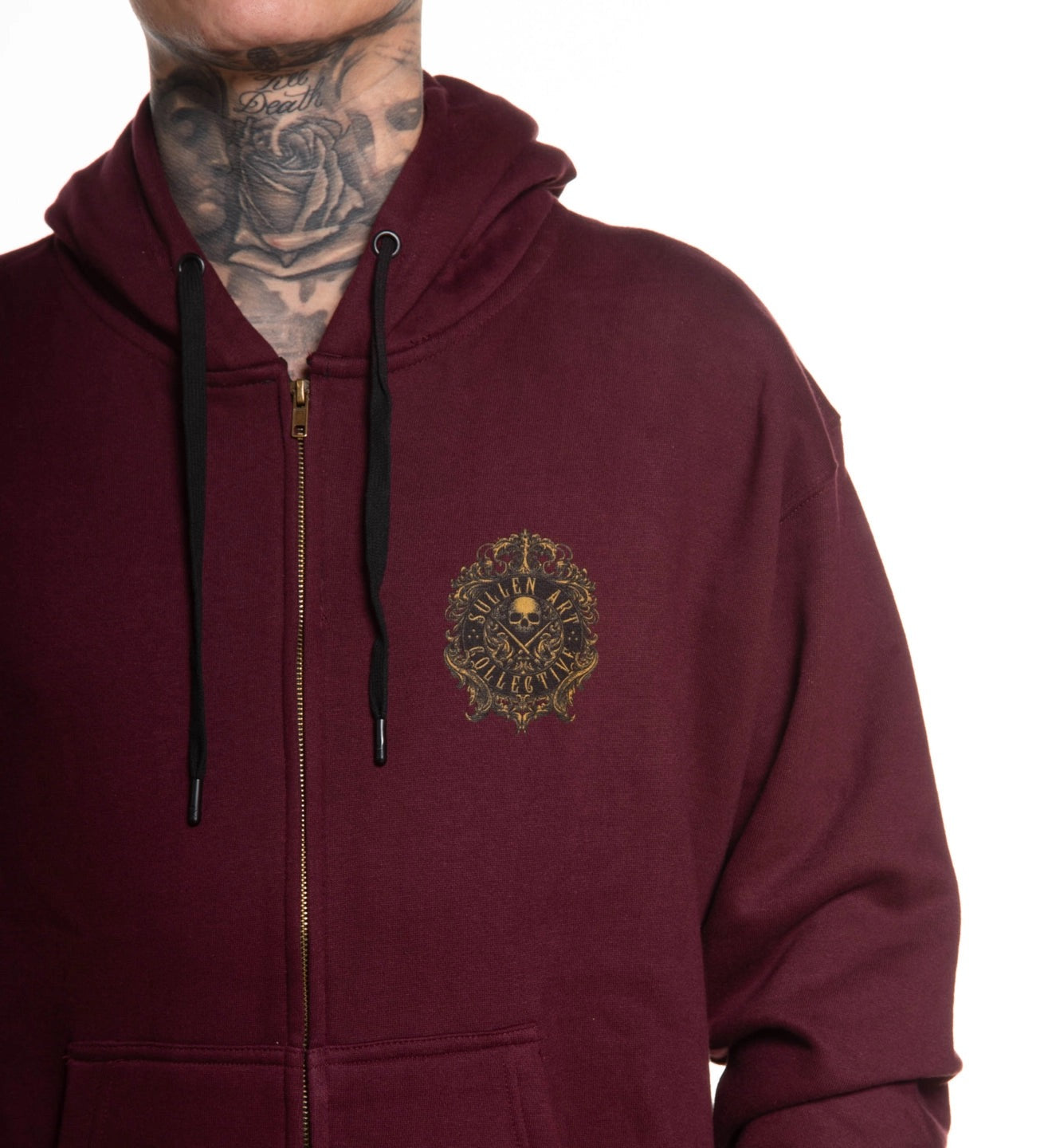 SULLEN CLOTHING FILIGREE BADGE BURGUNDY ZIP HOODIE
