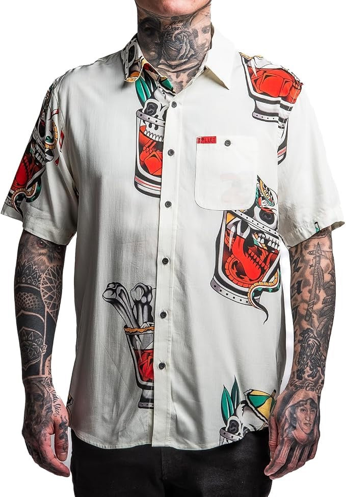 SULLEN CLOTHING ON THE ROCK ANTIQUE WHITE BUTTON UP WOVEN SHIRT