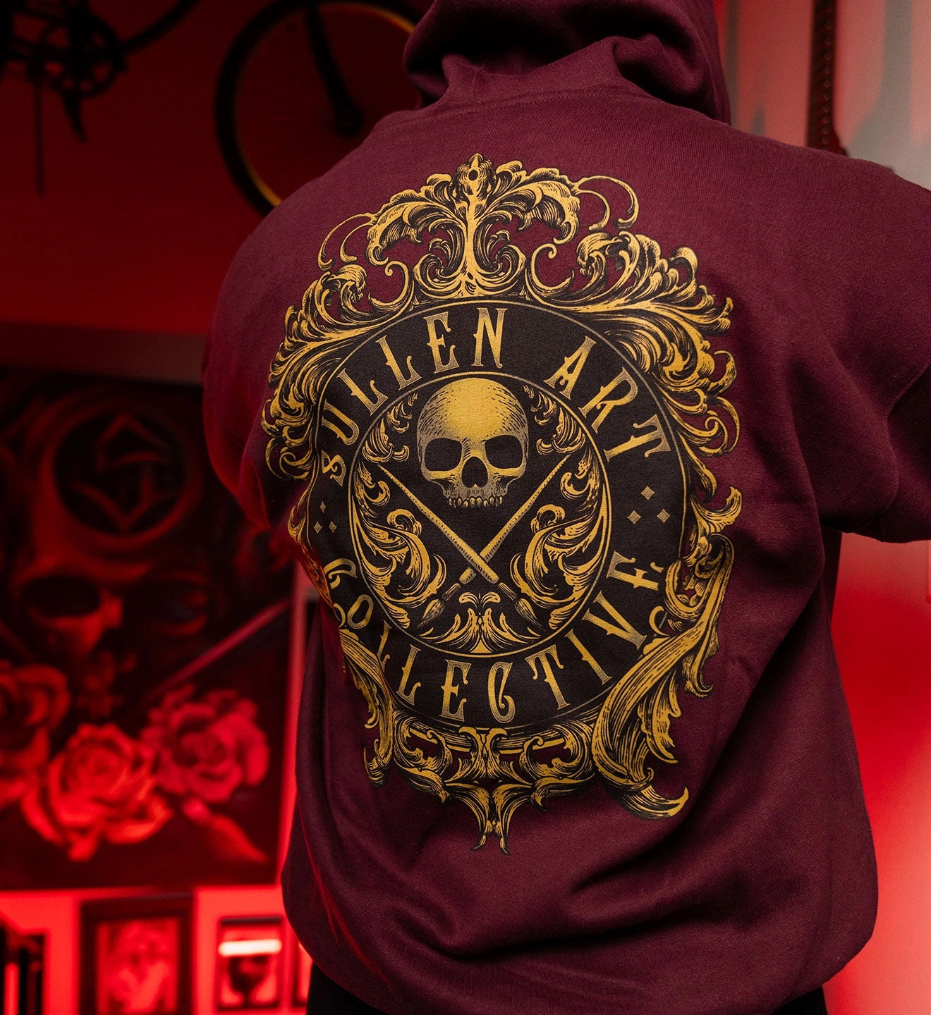 SULLEN CLOTHING FILIGREE BADGE BURGUNDY ZIP HOODIE