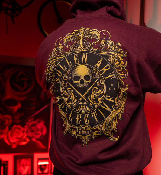 SULLEN CLOTHING FILIGREE BADGE BURGUNDY ZIP HOODIE