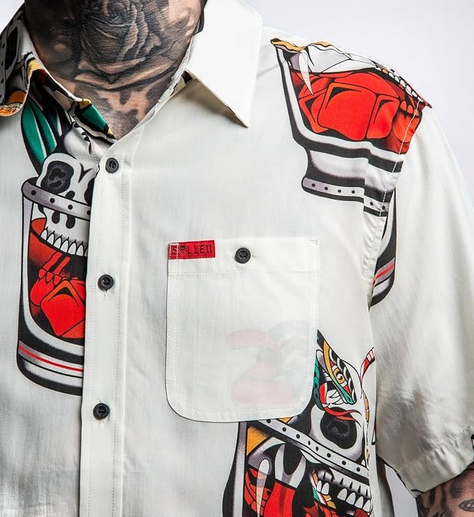 SULLEN CLOTHING ON THE ROCK ANTIQUE WHITE BUTTON UP WOVEN SHIRT