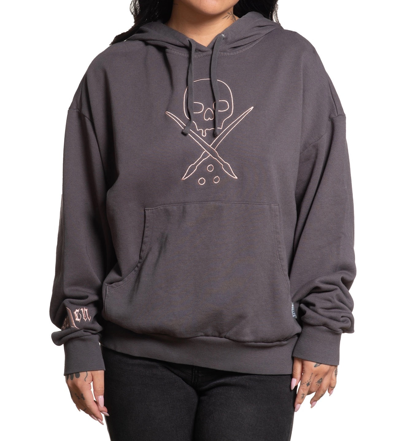 SULLEN CLOTHING OUTLINE FLEECE PAVEMENT GREY LADIES PULLOVER HOODIE