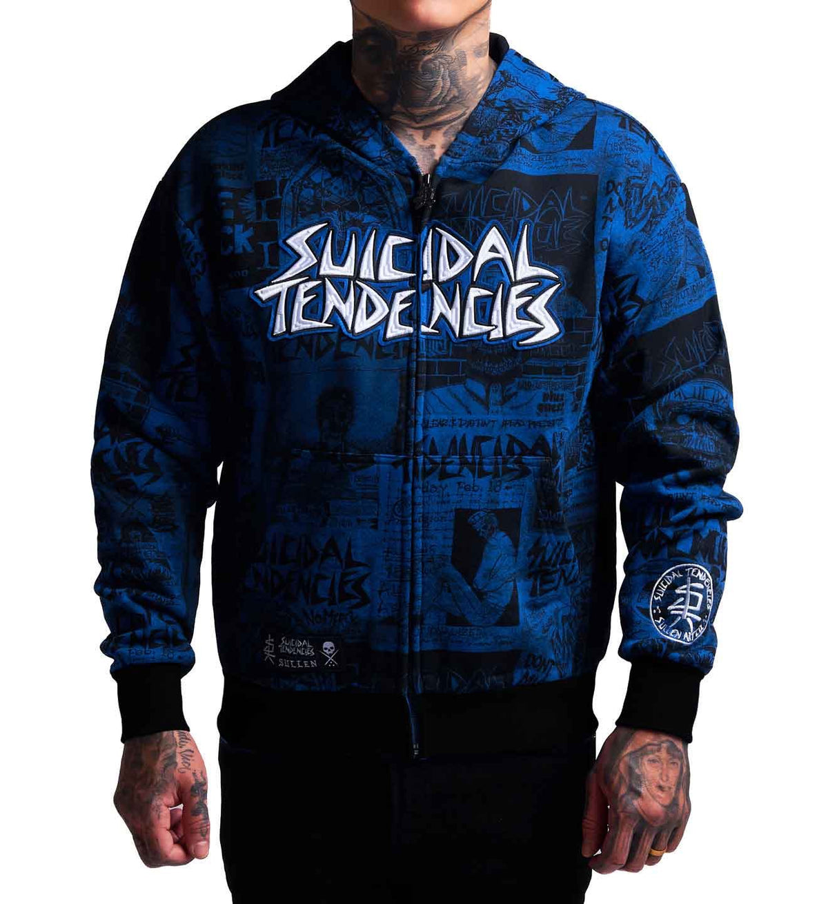 SULLEN CLOTHING X SUICIDAL TENDENCIES POSTED BLUE ZIP UP HOODIE