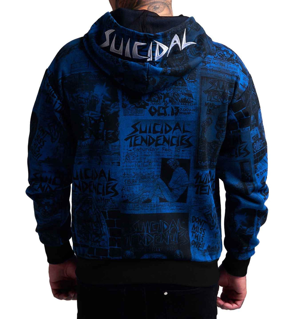 SULLEN CLOTHING X SUICIDAL TENDENCIES POSTED BLUE ZIP UP HOODIE