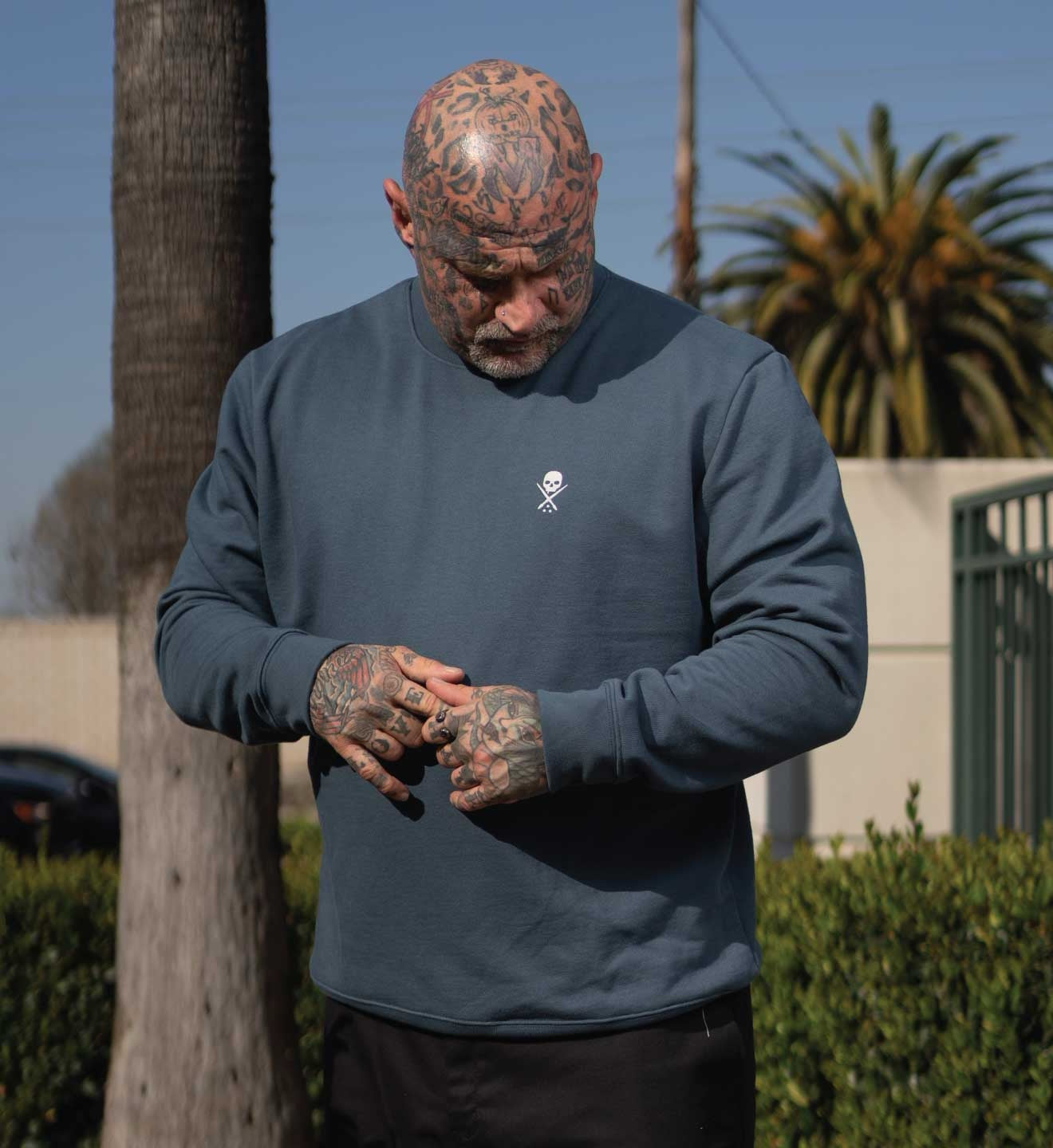 SULLEN CLOTHING BADGE LS CREW ORION BLUE SWEATSHIRT
