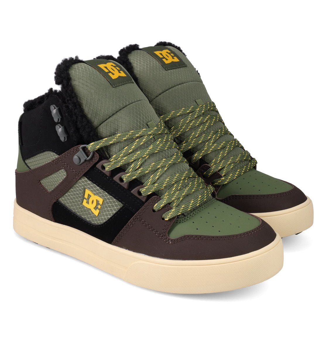 DC SHOES PURE HIGH TOP WC WNT BROWN OLIVE GREN BLACK WINTERISED TRAINERS