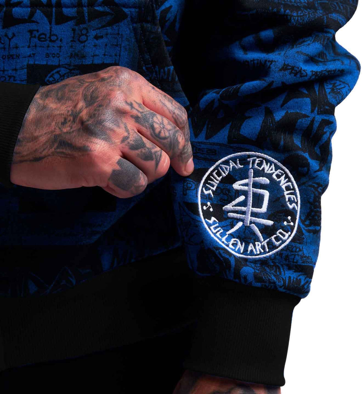 SULLEN CLOTHING X SUICIDAL TENDENCIES POSTED BLUE ZIP UP HOODIE