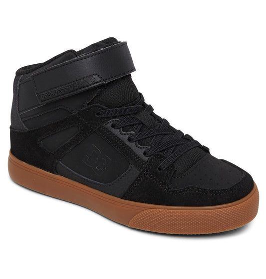 DC SHOES PURE HIGH TOP EV BLACK GUM KIDS TRAINERS (UK 1)