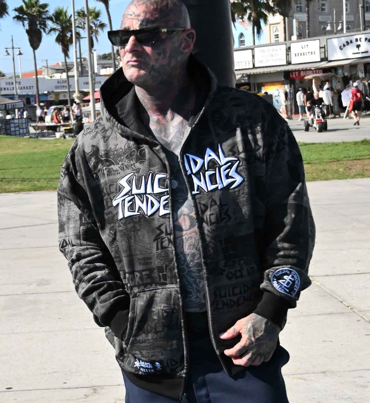 SULLEN CLOTHING X SUICIDAL TENDENCIES POSTED GREY ZIP UP HOODIE