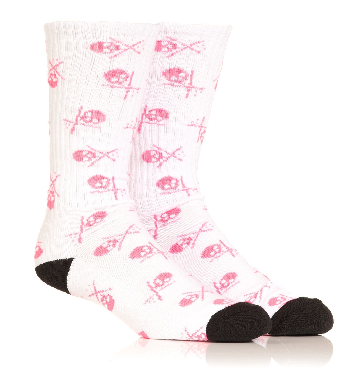 SULLEN CLOTHING WHITE & PINK BADGE 10" LONG SOCKS