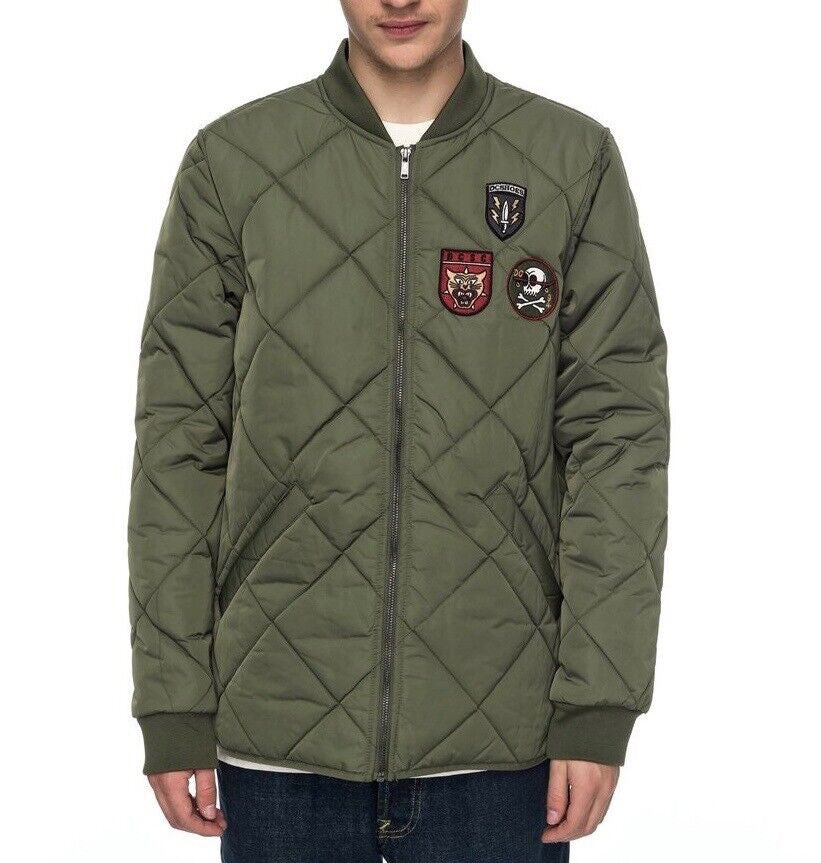 DC SHOES HEDGEHOP GREEN QUILTED BOMBER JACKET (XL)