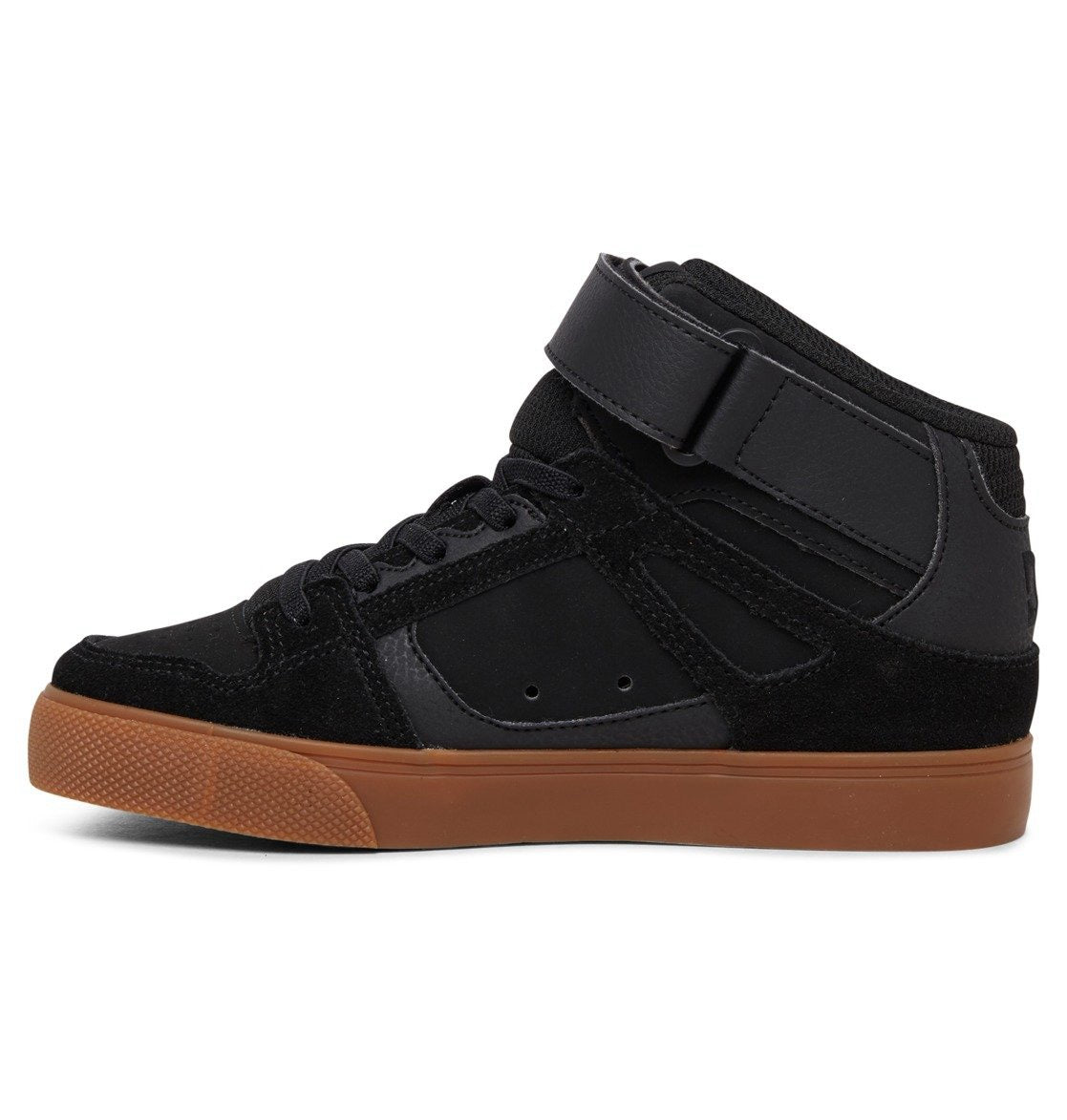 DC SHOES PURE HIGH TOP EV BLACK GUM KIDS TRAINERS (UK 1)