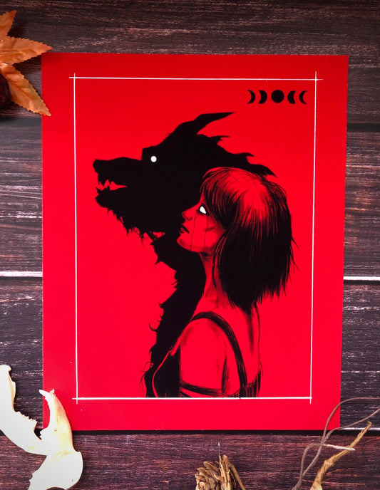 Blood Red Werewolf Witchcraft Decor- 5x7 Fine Art Print -ANDY SCIAZKO ART