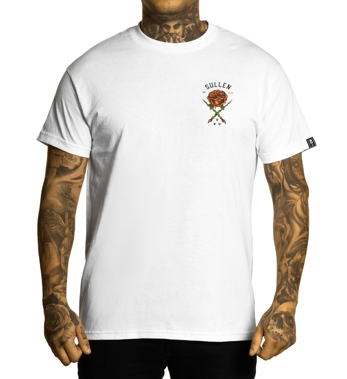 SULLEN CLOTHING ROSE BADGE WHITE STANDARD T-SHIRT