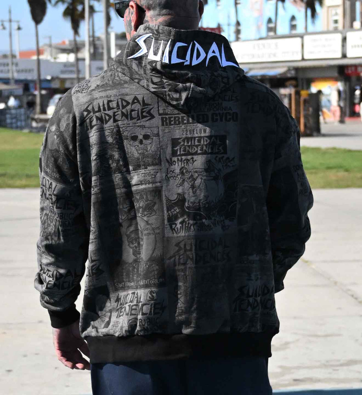 SULLEN CLOTHING X SUICIDAL TENDENCIES POSTED GREY ZIP UP HOODIE