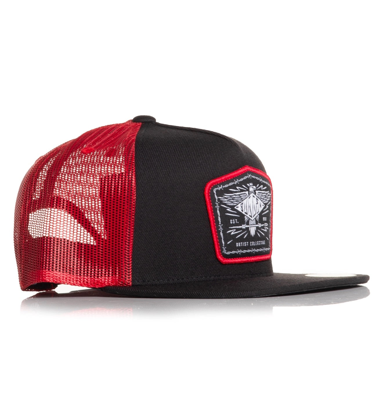 SULLEN CLOTHING EAGLE CREST BLACK RED TRUCKER SNAPBACK CAP HAT