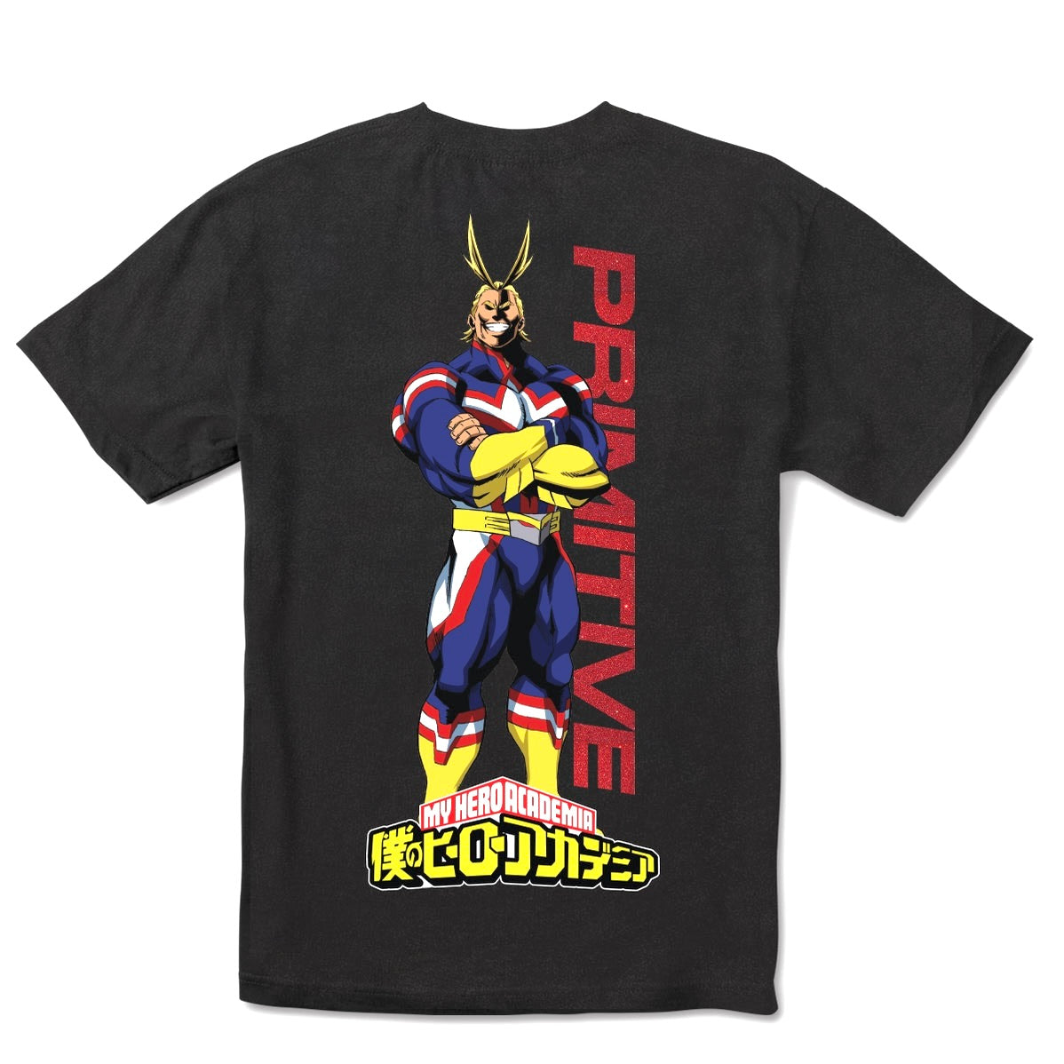 MY HERO ACADEMIA X PRIMITIVE ALL MIGHT WASHED BLACK T-SHIRT