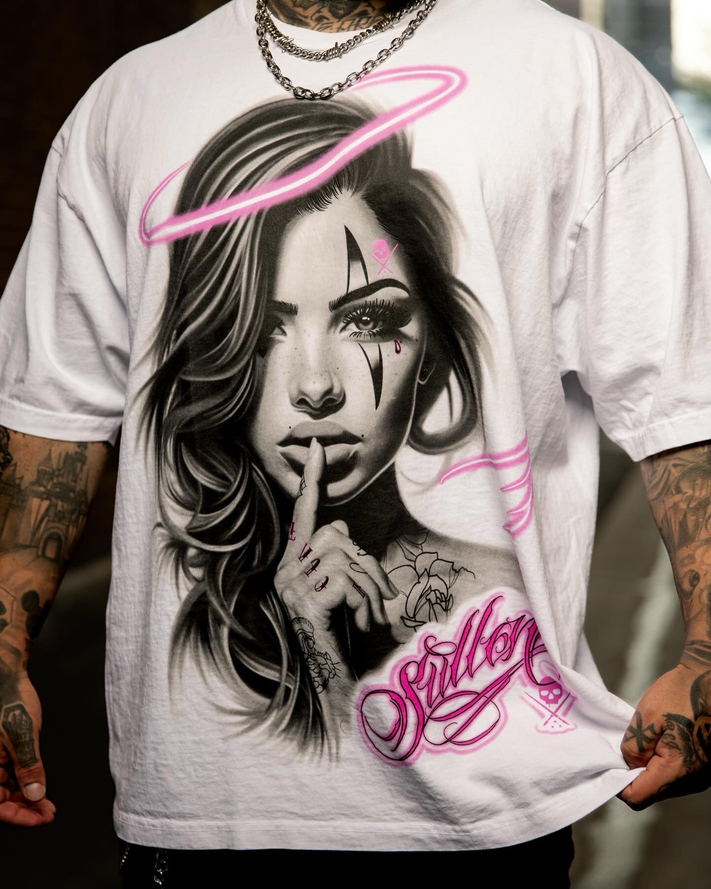SULLEN CLOTHING SECRET ANGEL '1 TON' OVERSIZED HEAVYWEIGHT PREMIUM WHITE T-SHIRT