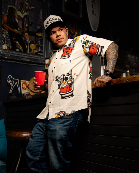 SULLEN CLOTHING ON THE ROCK ANTIQUE WHITE BUTTON UP WOVEN SHIRT