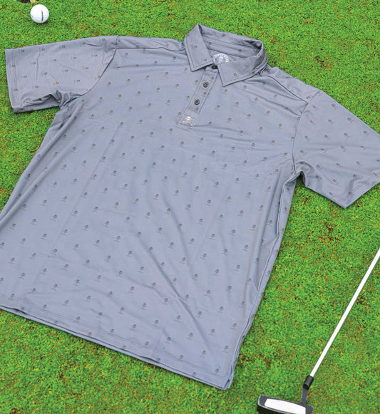 SULLEN CLOTHING GOLF BADGE GREY POLO SHIRT