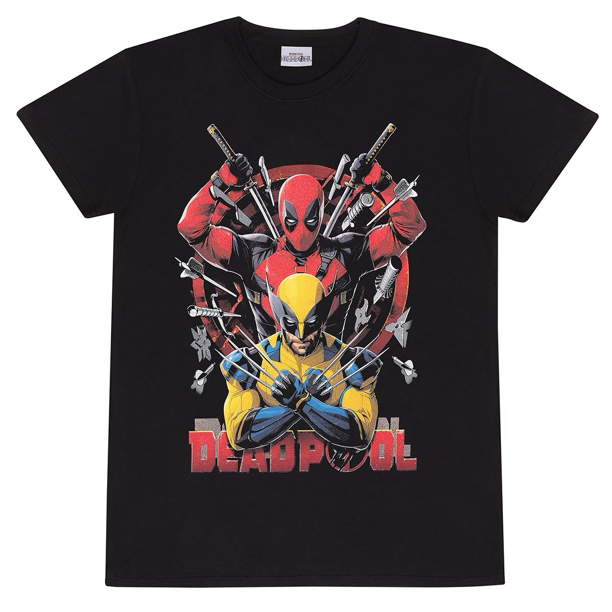 MARVEL DEADPOOL 3 DEADPOOL/WOLVERINE WEAPONS BLACK UNISEX T-SHIRT