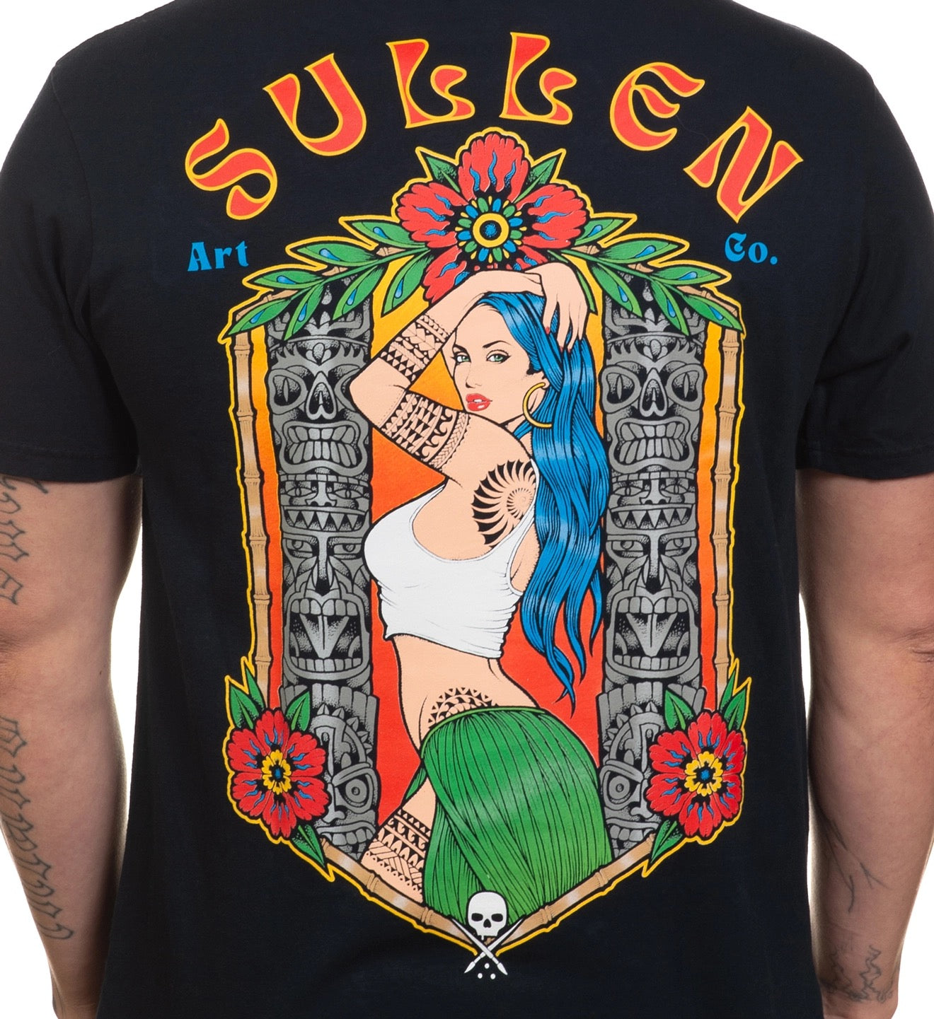 SULLEN CLOTHING TIKI PIN UP  BLACK PREMIUM T-SHIRT