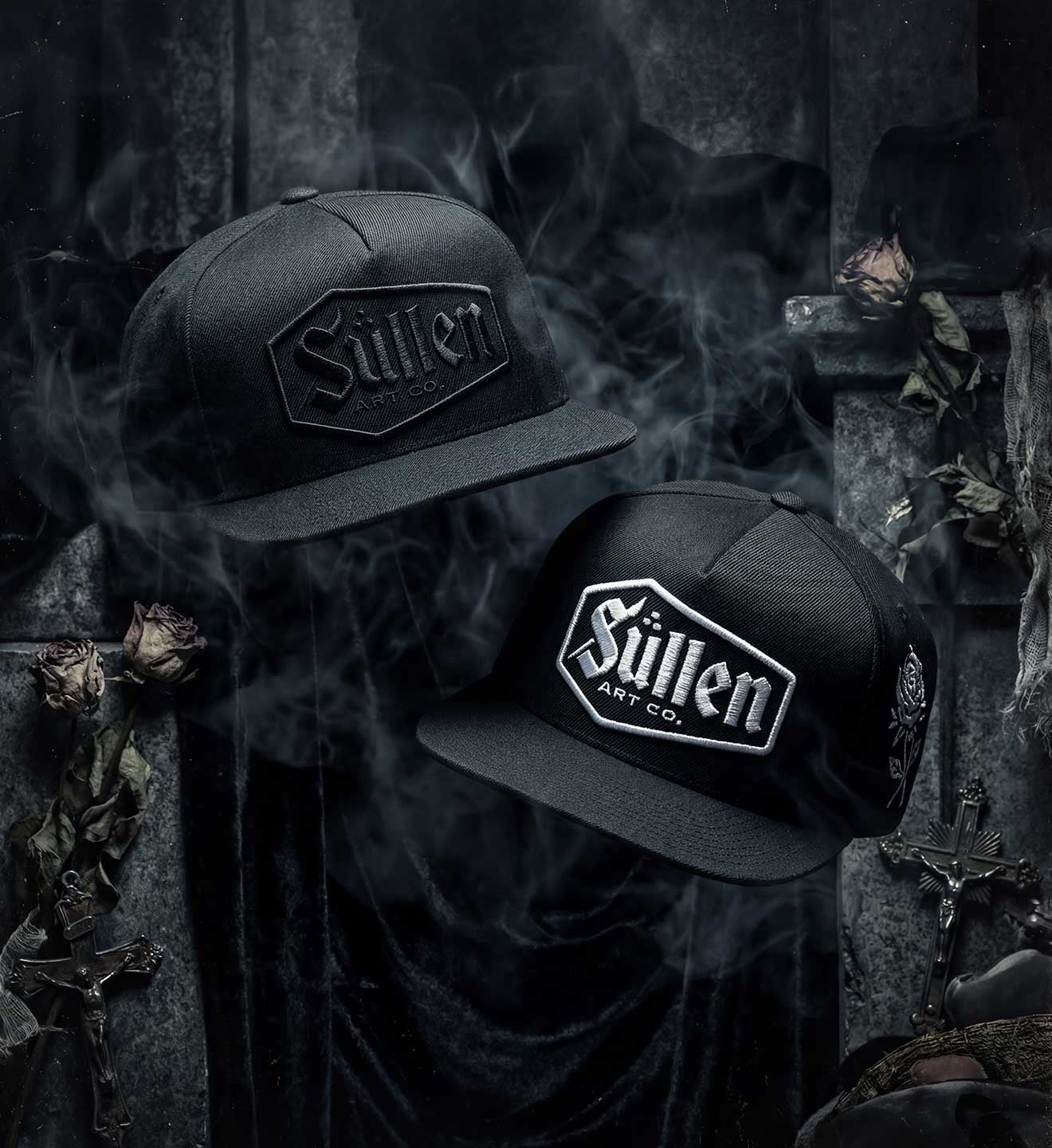 SULLEN CLOTHING LAST RITES BLACK & WHITE SNAPBACK CAP