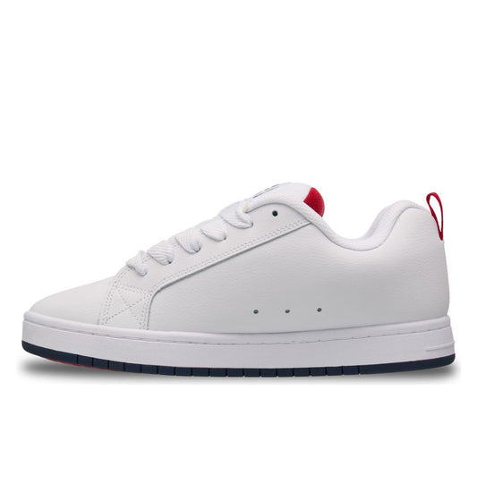 DC SHOES COURT GRAFFIK WHITE NAVY RED LEATHER TRAINERS