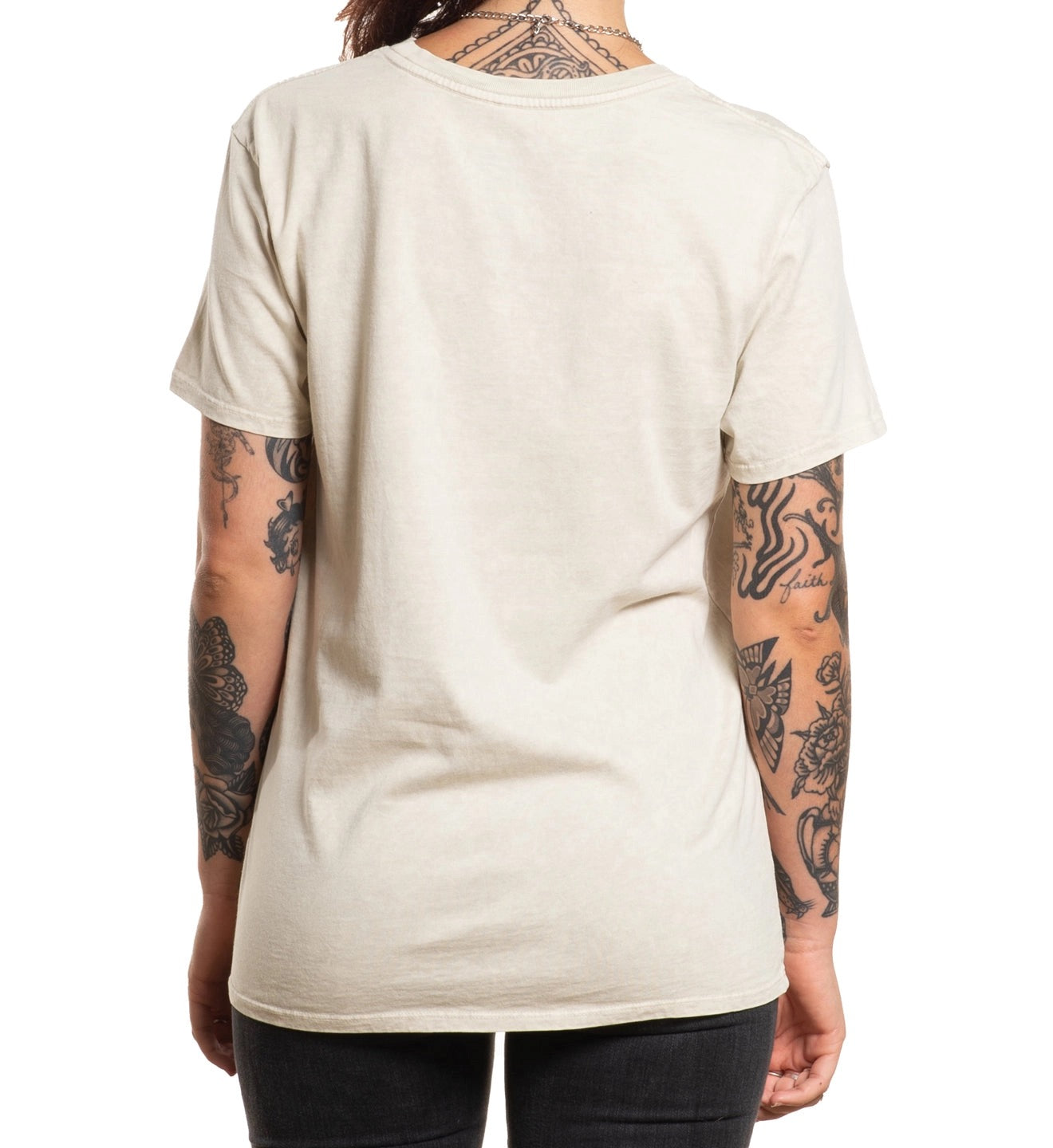 SULLEN CLOTHING YESY RAMOS BONE WHITE LIGHT ACID WASH LADIES T-SHIRT