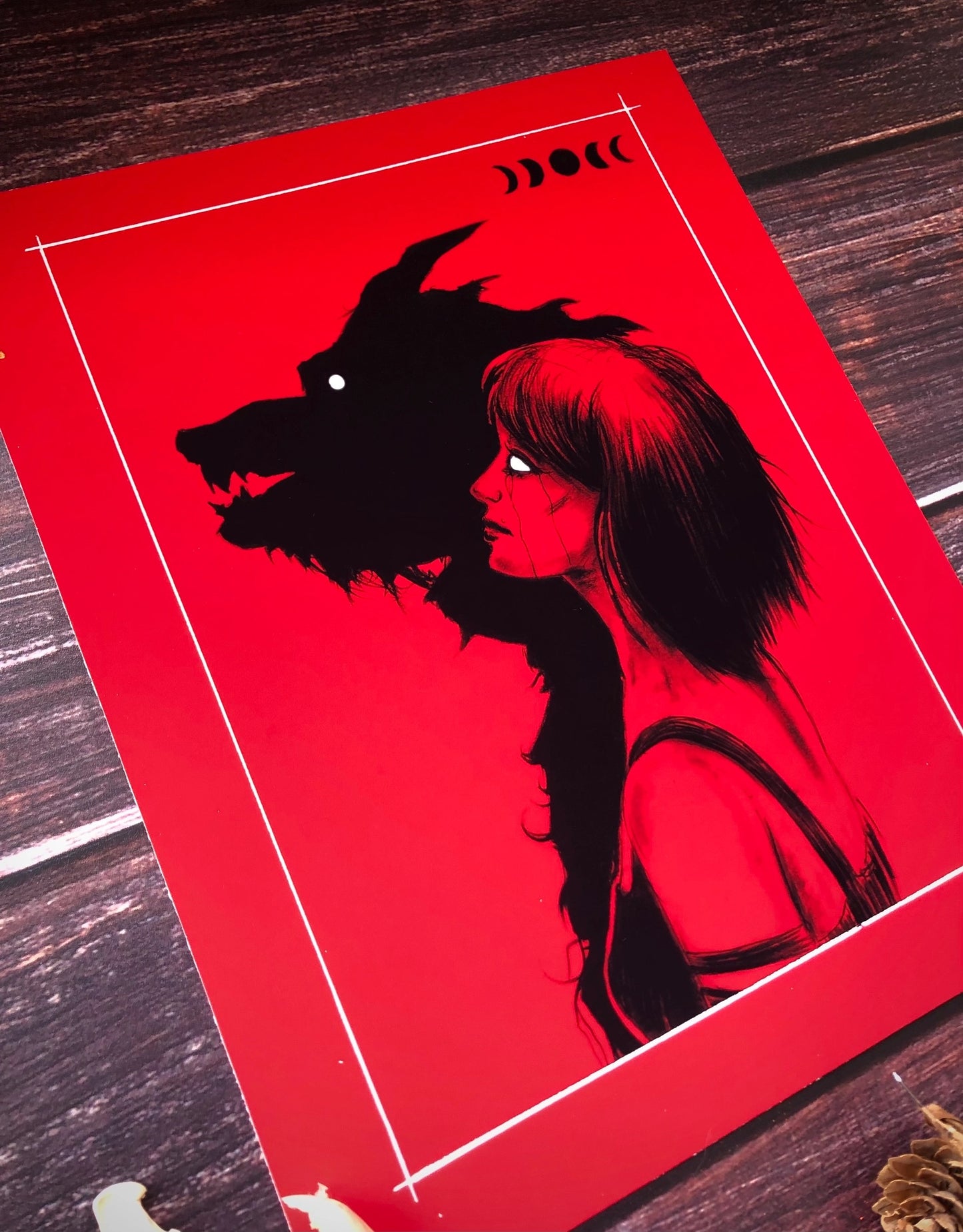 Blood Red Werewolf Witchcraft Decor- 5x7 Fine Art Print -ANDY SCIAZKO ART