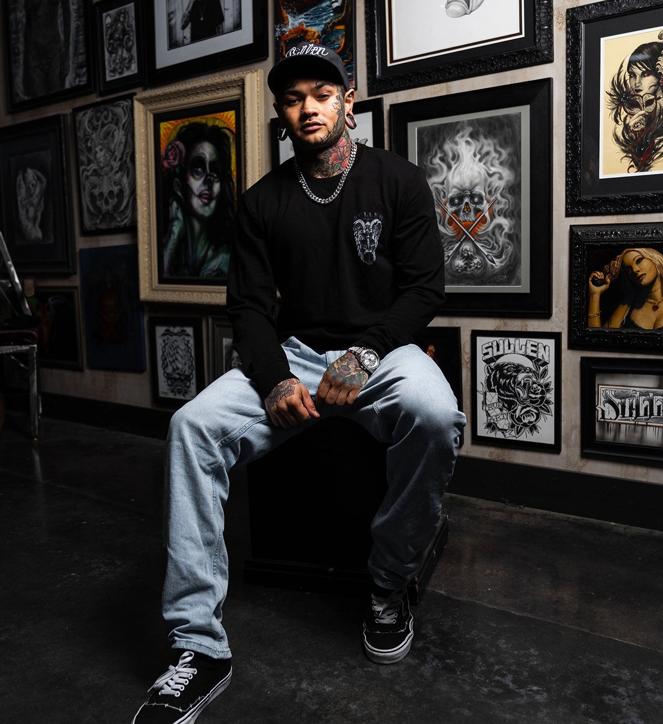 SULLEN CLOTHING WINGED JUSTICE FRENCH TERRY LONG SLEEVE TOP