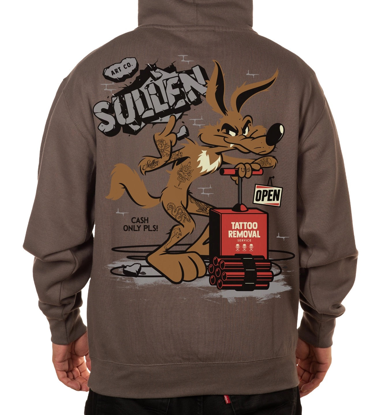 SULLEN CLOTHING TATTOO REMOVAL GREY PULLOVER HOODIE