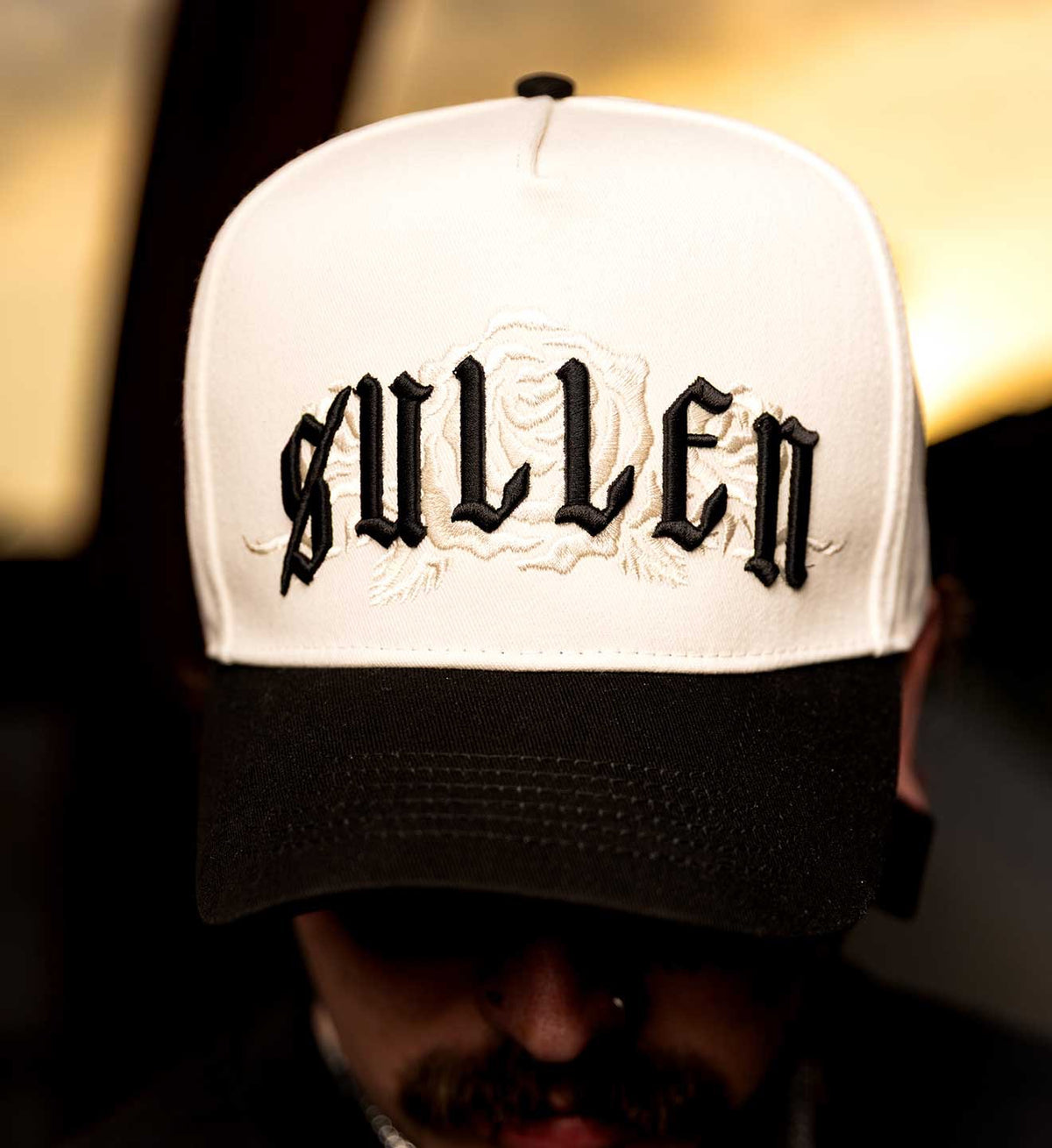 SULLEN CLOTHING PLEASURES OFF WHITE & BLACK SNAPBACK CAP