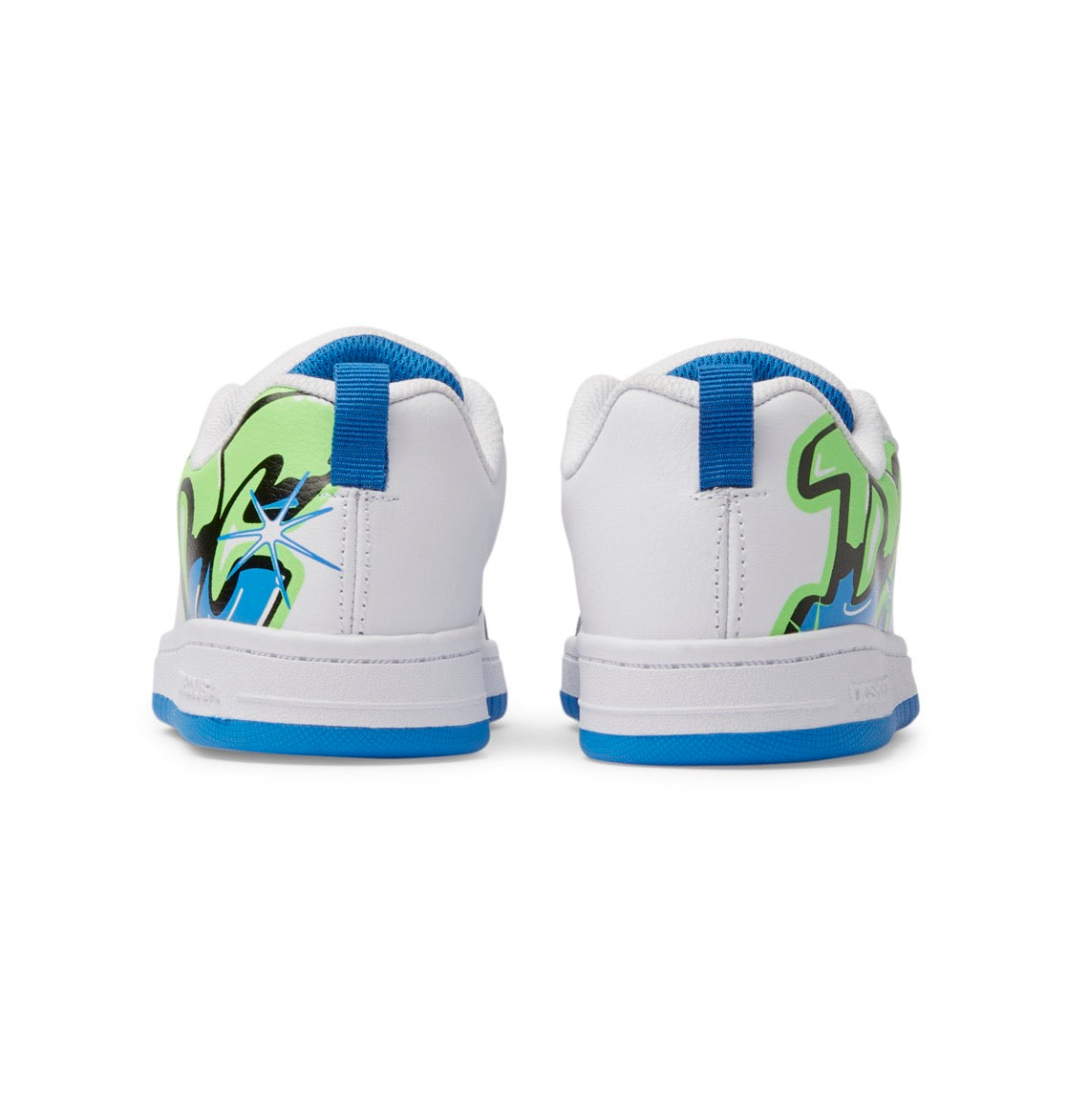 DC SHOES COURT GRAFFIK WHITE GRAFFITI PRINT KIDS TRAINERS (UK 3)