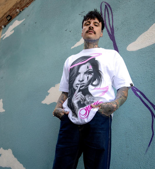 SULLEN CLOTHING SECRETE ANGEL '1 TON' OVERSIZED HEAVYWEIGHT PREMIUM WHITE T-SHIRT