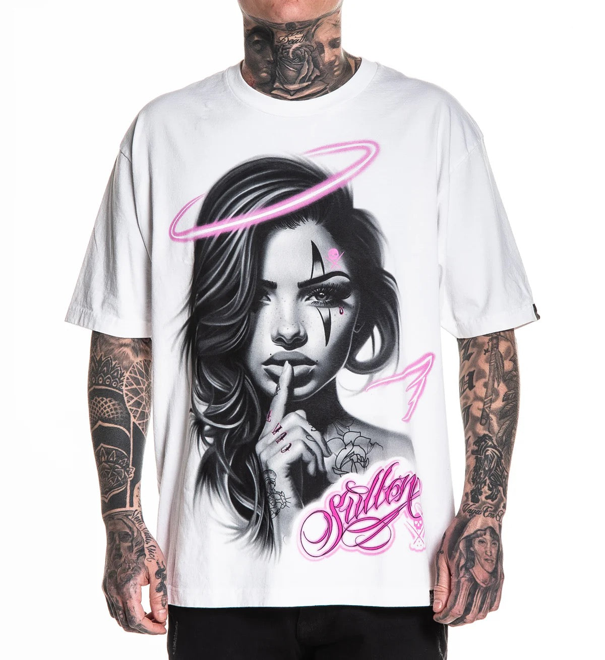 SULLEN CLOTHING SECRETE ANGEL '1 TON' OVERSIZED HEAVYWEIGHT PREMIUM WHITE T-SHIRT