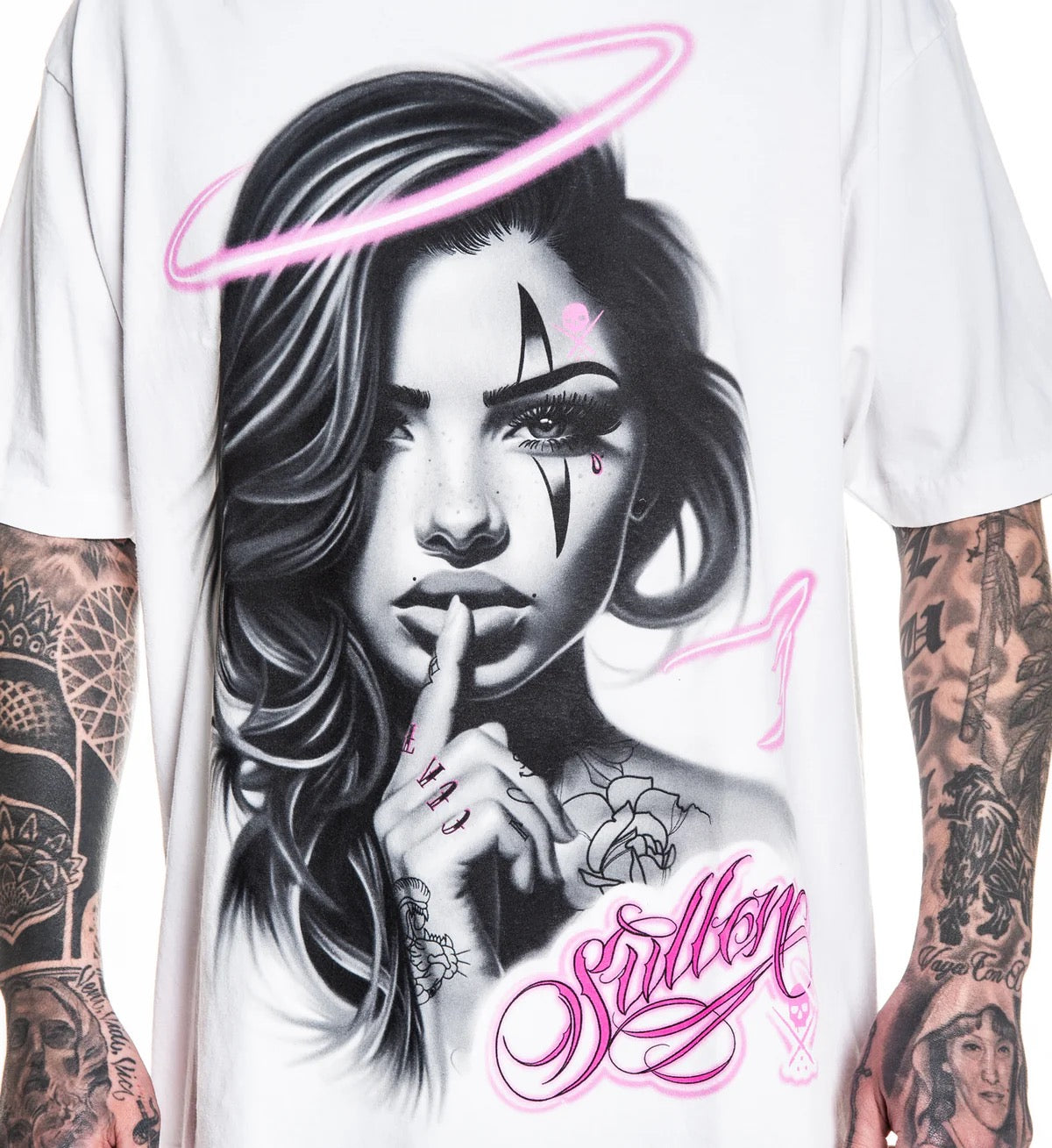 SULLEN CLOTHING SECRETE ANGEL '1 TON' OVERSIZED HEAVYWEIGHT PREMIUM WHITE T-SHIRT
