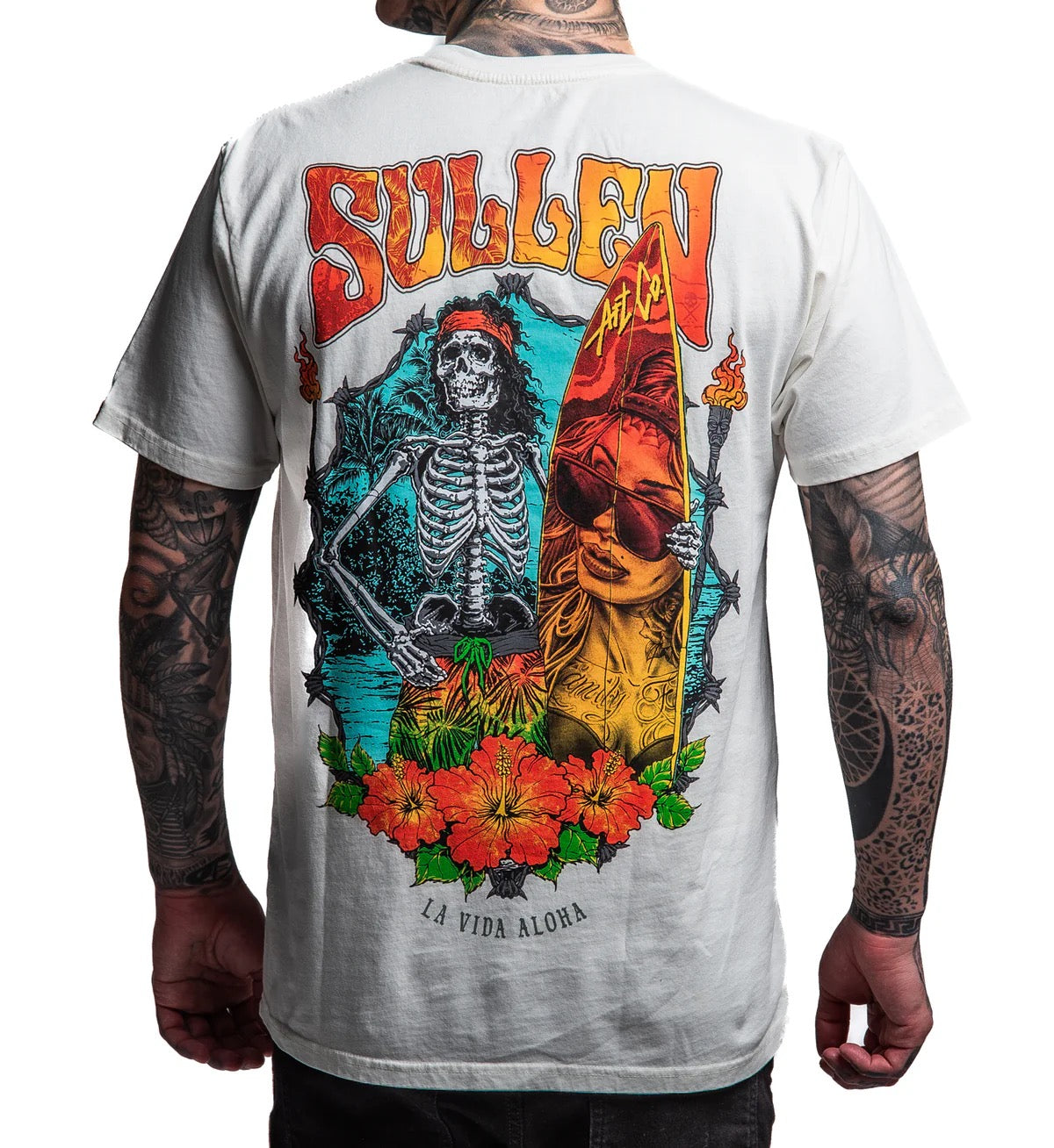 SULLEN CLOTHING LA VIDA ALOHA WHITE PREMIUM T-SHIRT