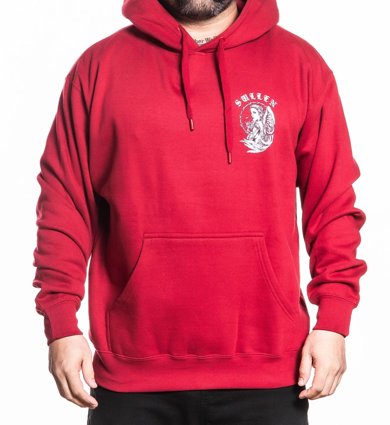 SULLEN CLOTHING BARBWIRE ANGEL CHILLI PEPPER RED PULLOVER HOODIE
