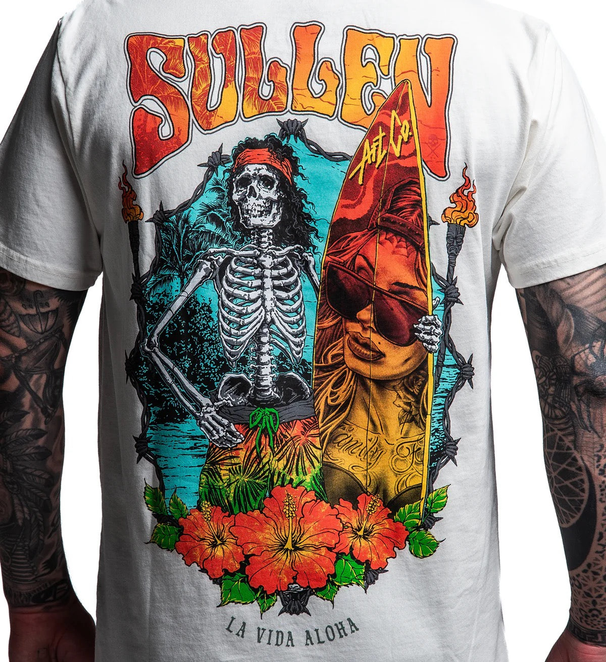 SULLEN CLOTHING LA VIDA ALOHA WHITE PREMIUM T-SHIRT