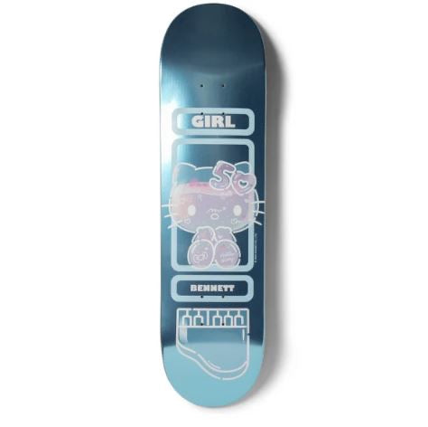 GIRL X HELLO KITTY 50TH ANNIVERSARY SKATEBOARD DECK NIELS BENNETT BLUE 8.25"