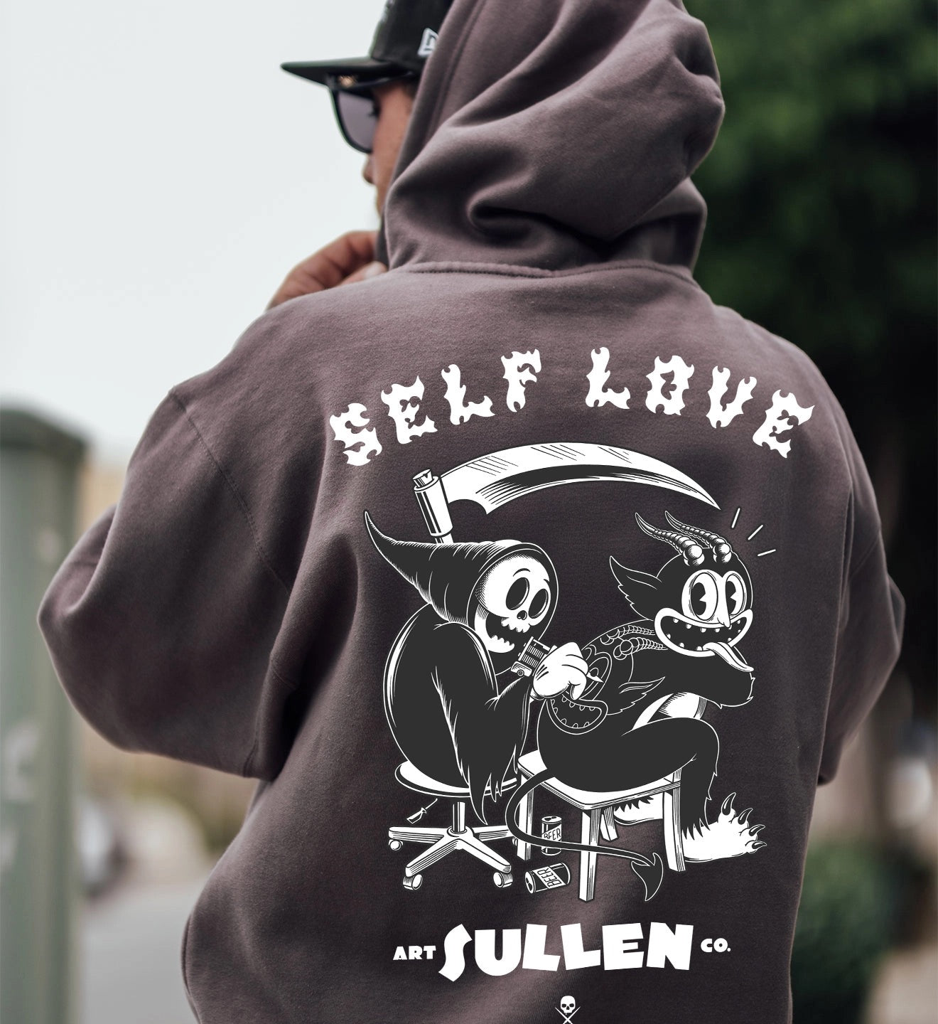 SULLEN CLOTHING SELF LOVE GREY PULLOVER HOODIE