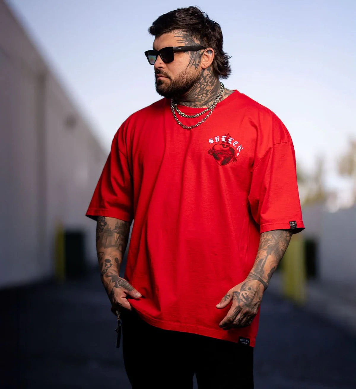 SULLEN CLOTHING TWO FACED '1 TON' OVERSIZED HEAVYWEIGHT PREMIUM RED T-SHIRT