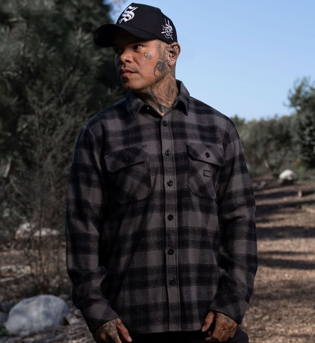 SULLEN CLOTHING DIAMOND  BLACK & GREY FLANNEL SHIRT