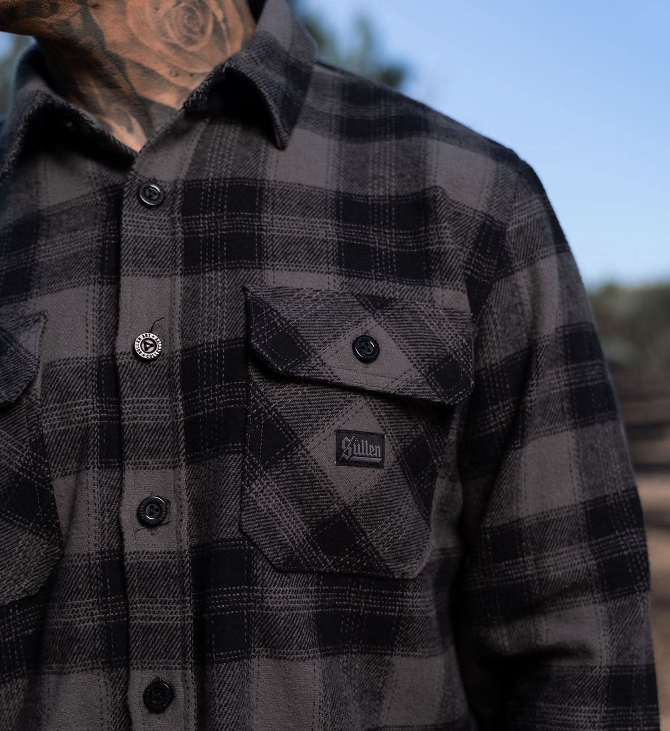 SULLEN CLOTHING DIAMOND  BLACK & GREY FLANNEL SHIRT