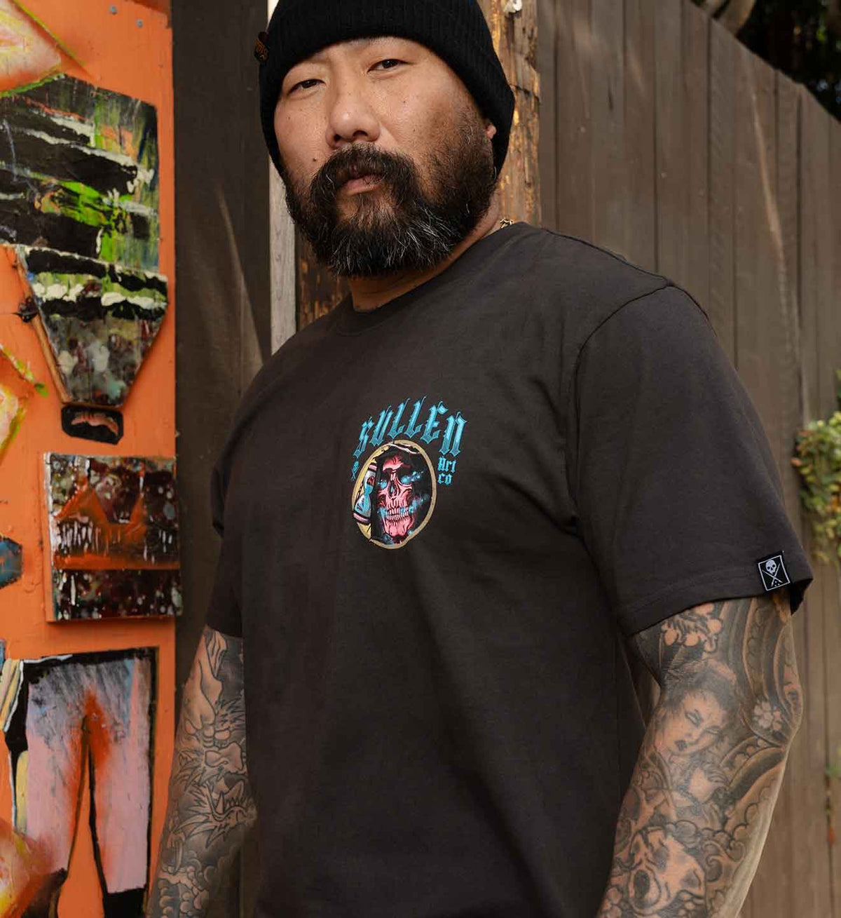 SULLEN CLOTHING RED REAPER VINTAGE WASH BLACK PREMIUM T-SHIRT
