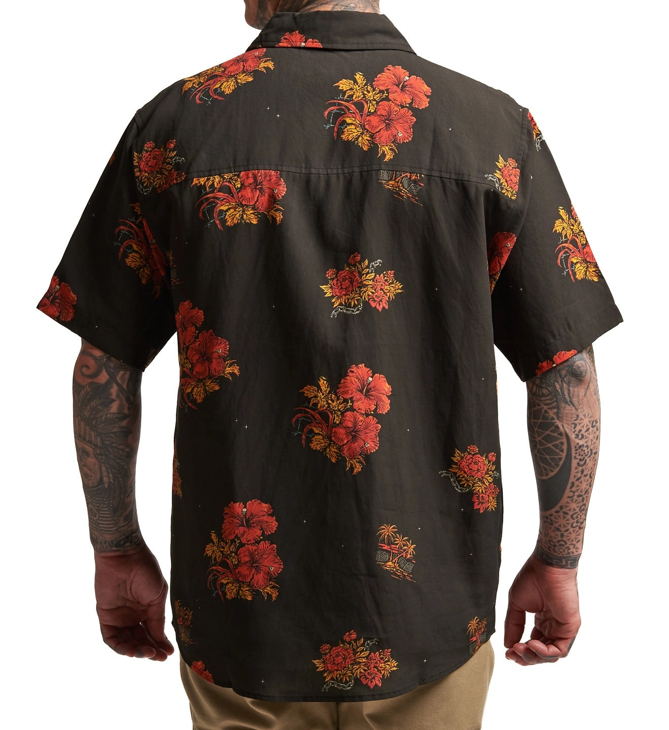 SULLEN CLOTHING TROPICAL CAMP VINTAGE BLACK BUTTON UP WOVEN SHIRT