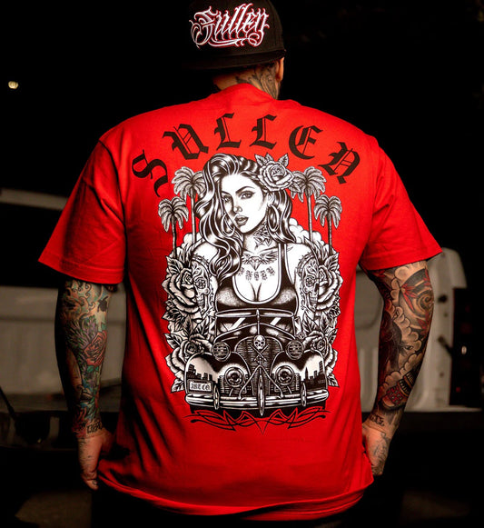 SULLEN CLOTHING RIDE LOW  STANDARD RED T-SHIRT