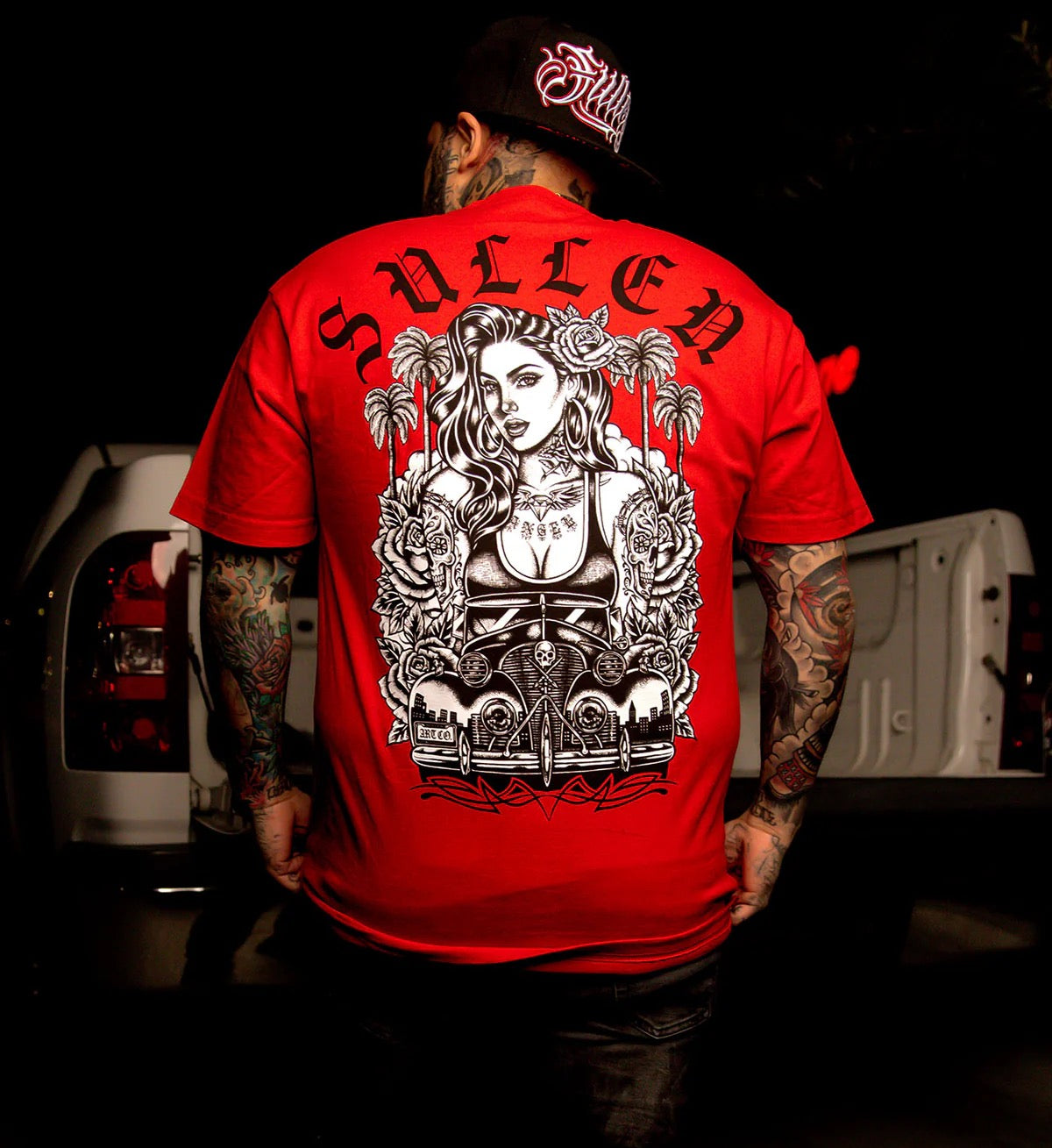 SULLEN CLOTHING RIDE LOW  STANDARD RED T-SHIRT