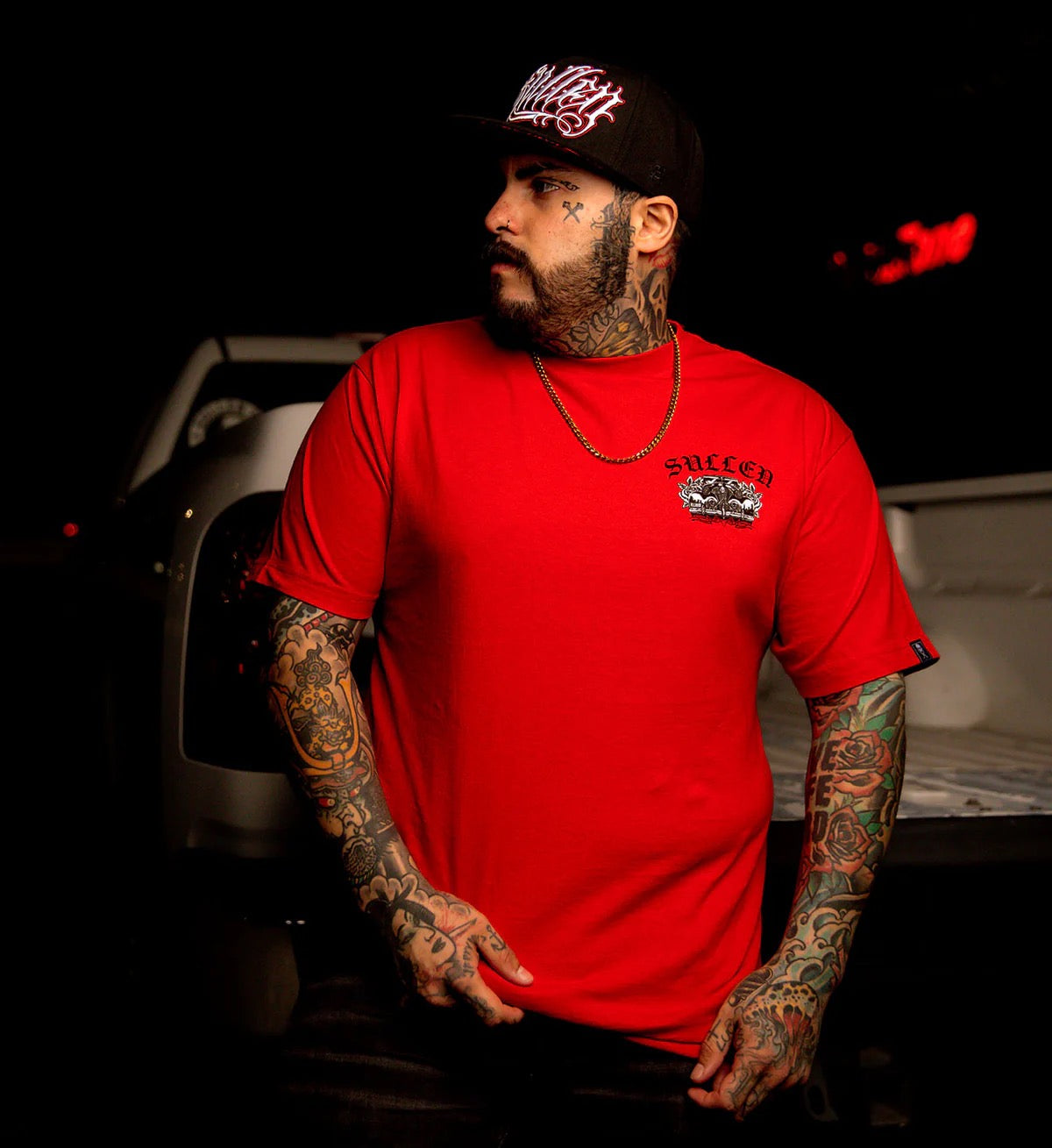 SULLEN CLOTHING RIDE LOW  STANDARD RED T-SHIRT